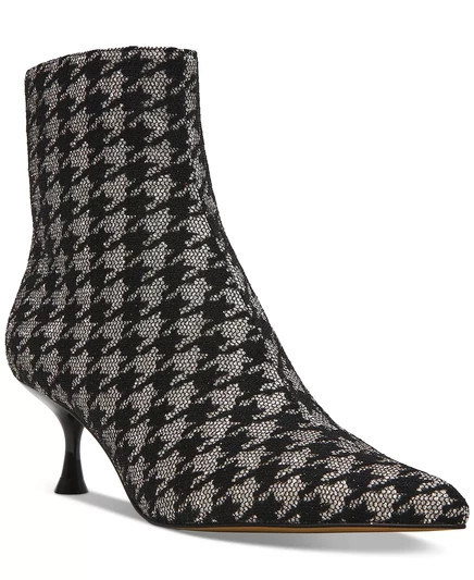  Женские ботильоны Parkker с острым носком на высоком каблуке black/silver houndstooth multi