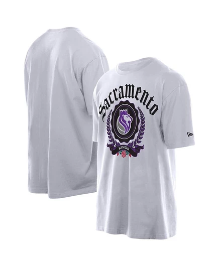 Мужская белая футболка New Era Sacramento Kings Throwback Prep оверсайз белого цвета