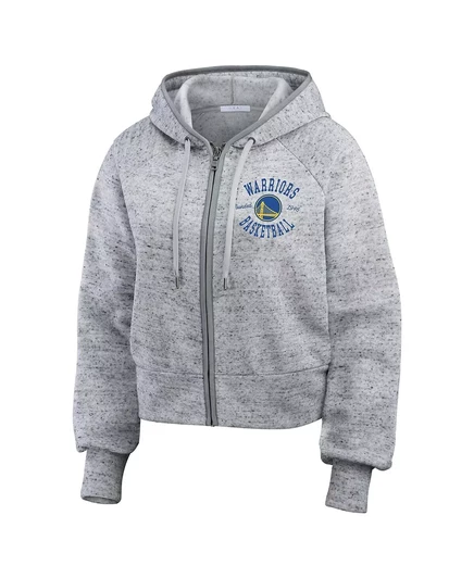 Женская толстовка с капюшоном на молнии Heather Grey Golden State Warriors от Erin Andrews с радиатором в крапинку от Erin Andrews heather gray