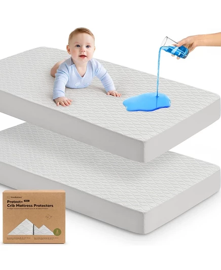 Детский непромокаемый чехол для матраса keababies protect+, 2 шт., 132×71×8–20 см, серый