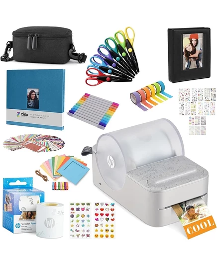 Портативный принтер этикеток HP Sprocket Panorama и фотопринтер Craft Bundle серого цвета