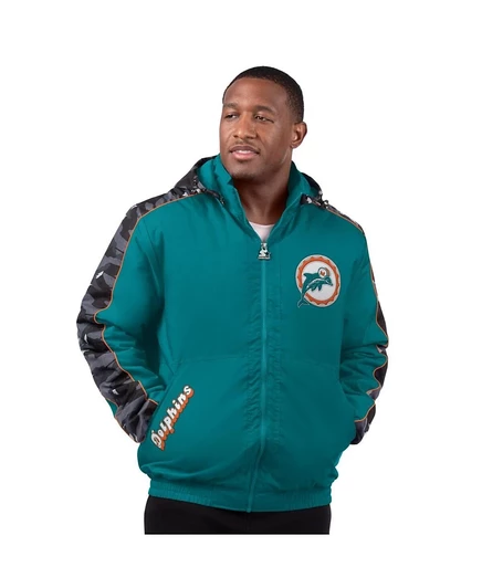Мужская куртка‑худи Starter Gridiron Miami Dolphins, бирюзовая