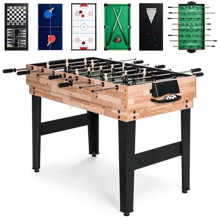 Лучший выбор товаров Набор настольных игр 2x4 фута 10 в 1 для хоккея, настольного футбола, бильярда, шаффлборда, пинг-понга коричневый / бежевый