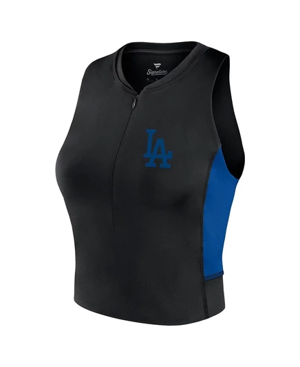 Женская черная приталенная майка для спортзала Fanatics Studio Studio от Los Angeles Dodgers на молнии black