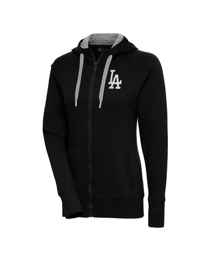Женская черная толстовка Antigua Los Angeles Dodgers с матовой металлической отделкой Victory на молнии black