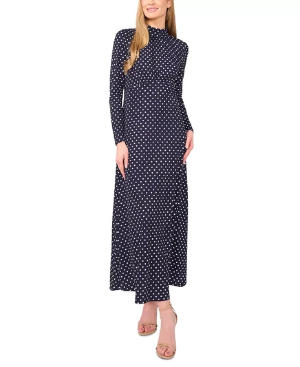 Женское макси-платье CeCe с имитацией шеи и длинным рукавом classic navy