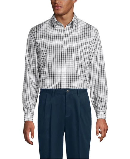 Мужская рубашка Lands' End с узором No Iron Supima с аккуратным воротником на пуговицах mineral ash multi check