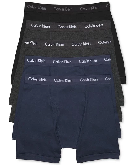Мужские хлопковые боксеры-брифы Calvin Klein, 5 шт., разноцветные