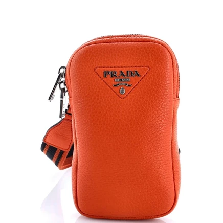 Женская сумка Pre-Owned Prada Flou Phone на плечо, оранжевая