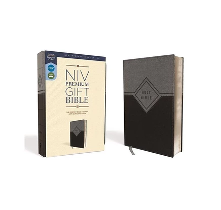 Библия NIV Premium Gift, с красными буквами, черно-серая