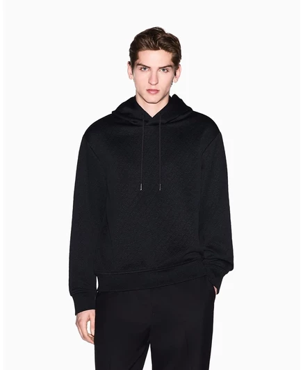 Мужское худи AX Armani Exchange жаккардовое, черное