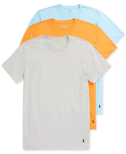 Мужские майки классического кроя Polo Ralph Lauren из 3-х комплектов andover hthr / resort orange / sutton blue