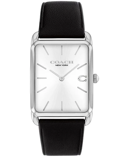 Мужские часы COACH Elliot на черном кожаном ремешке, 32 x 36 мм