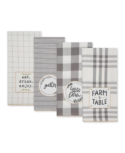 Коллекция кухонных принадлежностей Design Imports Home Sweet Farmhouse, Набор кухонных полотенец, 18x28 дюймов, Серый, 4 цвета серого