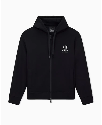 Мужское худи ax armani exchange icon logo на молнии, черное