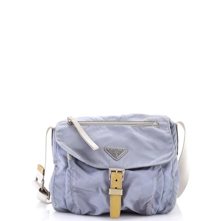 Женская сумка-мессенджер Pre-Owned Prada Tessuto, синяя
