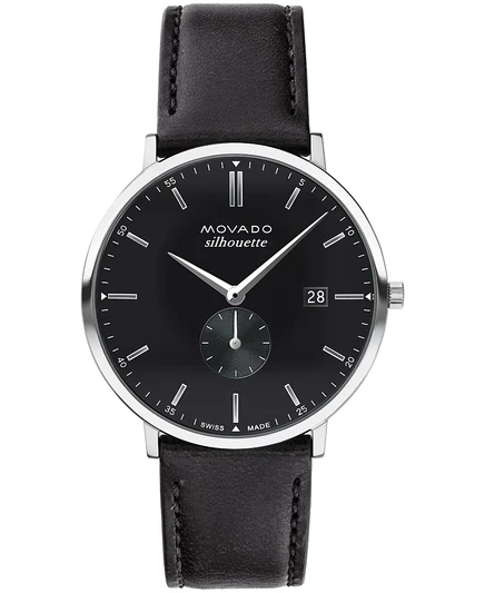 Мужские часы movado heritage 40 мм кожаный ремешок, черные
