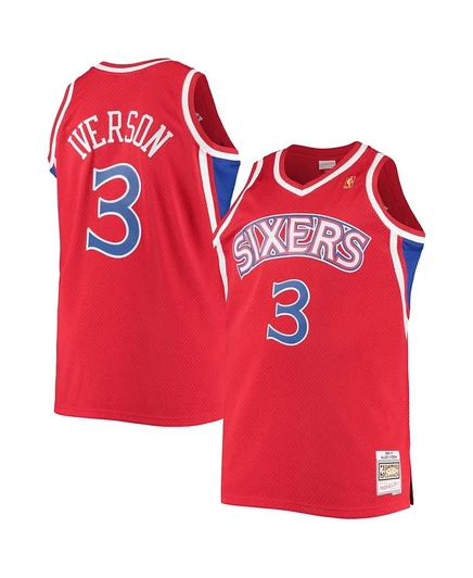 Мужская футболка Allen Iverson Red Philadelphia 76ers для больших и высоких игроков из твердых пород дерева Swingman Player красная