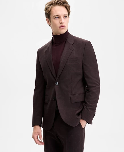 Мужской клетчатый пиджак Hugo Boss burgundy