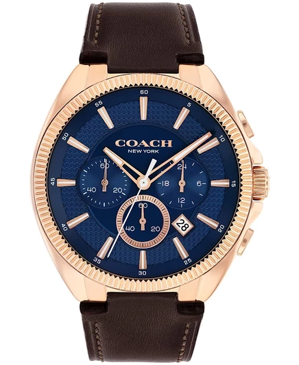 Мужские часы-браслет COACH Jackson из темно-коричневой телячьей кожи, 44 мм коричневого цвета