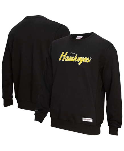 Мужская черная толстовка-пуловер Mitchell & Ness Iowa Hawkeyes Elite Script, черный
