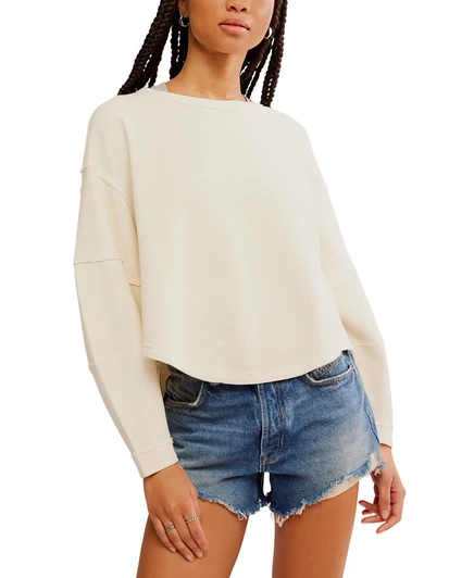 Женская футболка Free People Total Eclipse с рукавом долман, белая