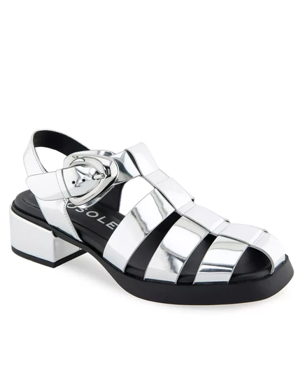  Женские босоножки с миндалевидным носком silver mirror metallic faux leather