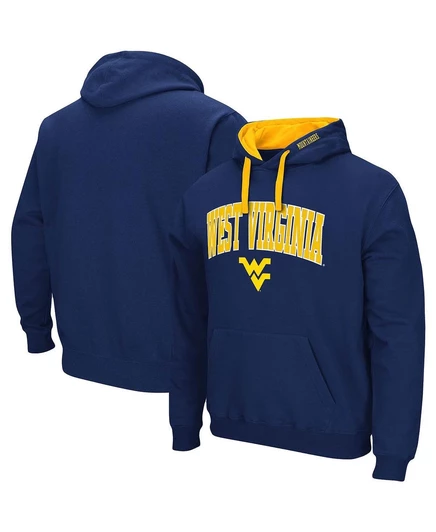 Мужская толстовка-пуловер Navy West Virginia Mountaineers Big and Tall Arch & Logo 2.0 с капюшоном navy