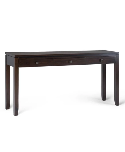 Simpli Home Cosmopolitan Широкий консольный диванный столик коричневого цвета