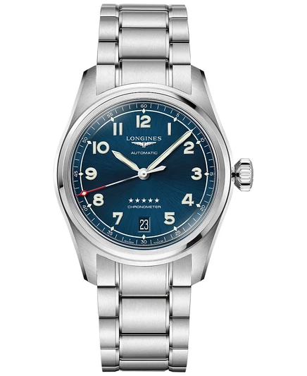 Женские швейцарские автоматические часы Spirit Longines с браслетом из нержавеющей стали 37 мм синего цвета