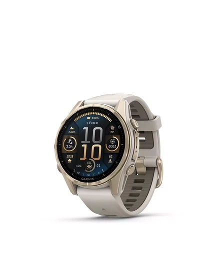 умные GPS-часы fenix 8, 43 мм, AMOLED, Для улицы и фитнеса, Saphire, Мягкое золото, Песочный ремешок, NA soft gold, sand