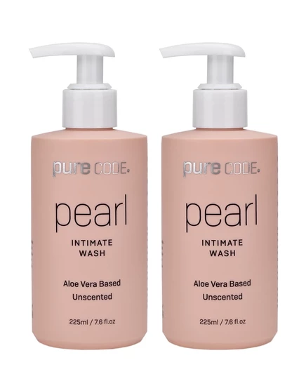 Средство для интимной гигиены PURECODE Pearl с пробиотиком на основе алоэ Вера и без запаха, 225 мл/7,6 жидких унций Duo white