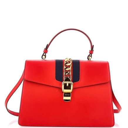 Женская сумка Pre-Owned Gucci Sylvie средняя кожаная, красная
