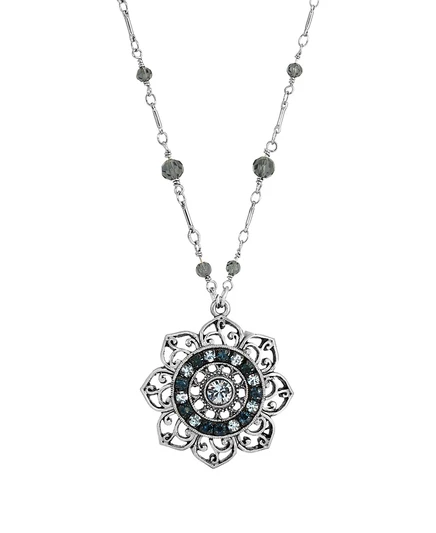 Ожерелье 2028 Crystal Blue Flower, синее
