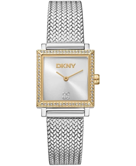 Женские миланские кварцевые часы DKNY с двухцветным браслетом из нержавеющей стали 24x31 мм серебристого цвета