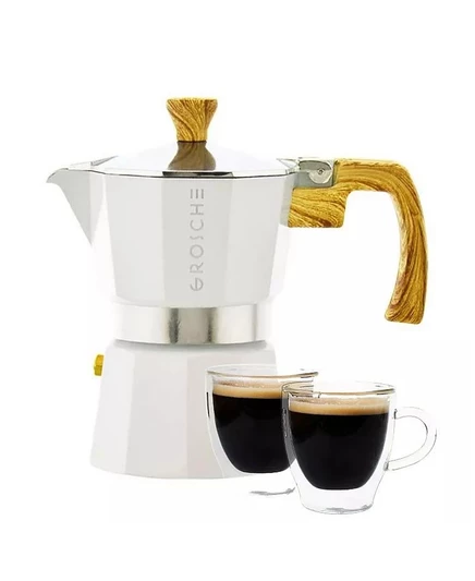 Набор GROSCHE Milano: гейзерная кофеварка Moka и 3 чашки, белый