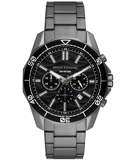 Мужские часы A|X Armani Exchange с хронографом Gunmetal из нержавеющей стали 44 мм серого цвета
