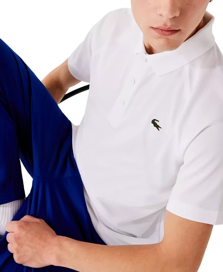 Мужское поло Lacoste интерлок, дышащее, белое
