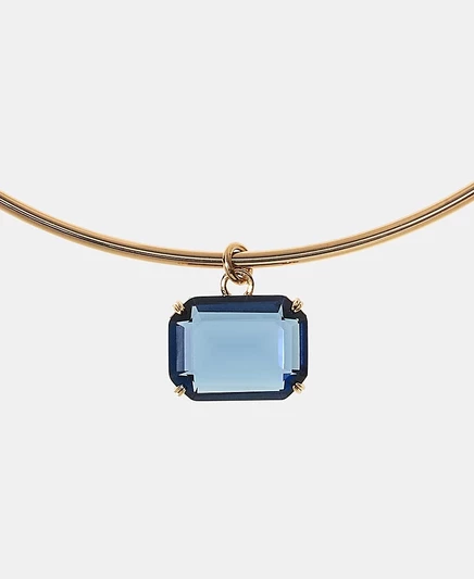 Подвеска на цепочке Lauren Ralph Lauren Glass Solitaire 16″+3″, синяя