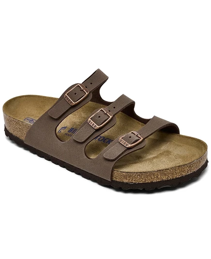 Женские босоножки Birkenstock с мягкой стелькой из нубука Florida Birko-Flor от Finish Line коричневого цвета