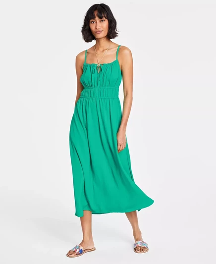  Женское миди-платье с завязками спереди, созданное для Macy's plume teal