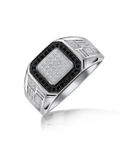 Мужское кольцо Bling Jewelry микро-паве двухцветное, серое