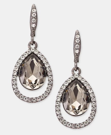 Серьги-капли Givenchy с ажурными кристаллами, темно-серые