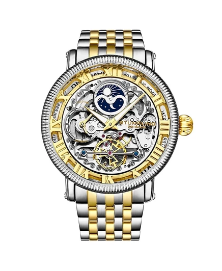 Мужские часы Stuhrling 3922 скелетон автомат, золотистые