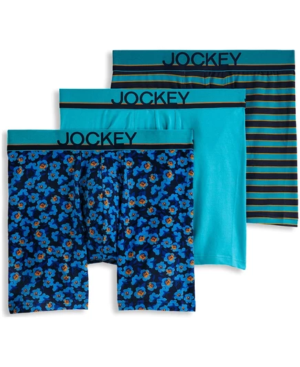 Мужские трусы-боксеры Jockey 3pk. Трусы-боксеры с логотипом True Style blooming floral/ocean surf/mystery stripe