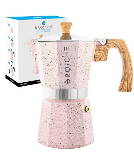 Мока-кофеварка Grosche MILANO Stone 450 мл, розовая