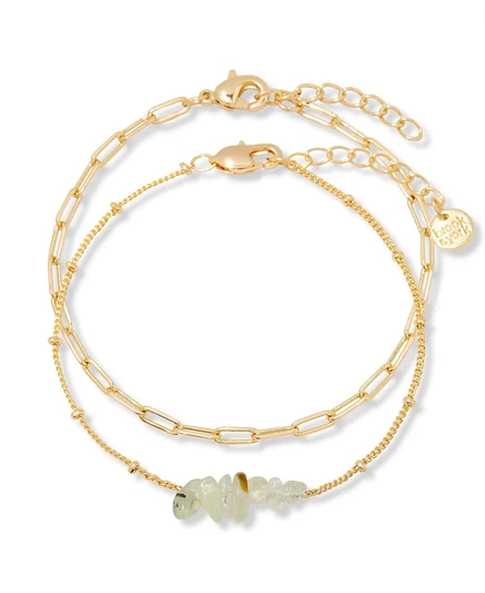Браслет Brook & York Alex 14K позолота с зеленым камнем