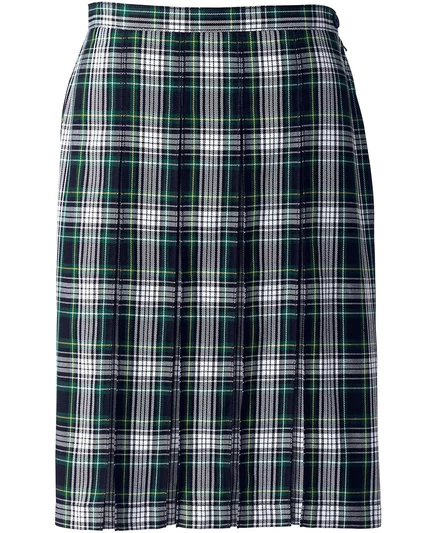 Женская клетчатая юбка в складку длиной выше колена от Lands' End white/evergreen plaid