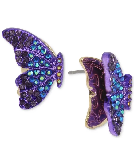 Серьги-пусеты Betsey Johnson «Бабочка» с паве, фиолетовые