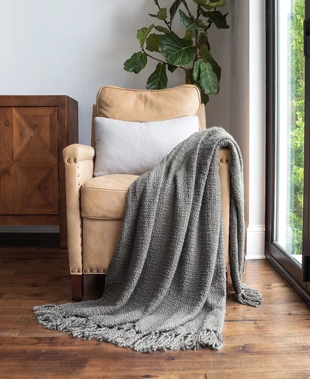 Плед ienjoy Home Slub-Yarn с бахромой, серый